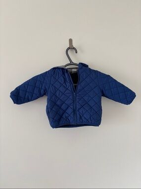 Petit bateau Quilted Navy Baby Jacket with Hood Size 12m